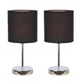 All The Rages All The Rages LT2007-BLK-2PK Simple Designs Chrome Mini Basic Table Lamp with Fabric Shade 2 Pack Set; Black LT2007-BLK-2PK